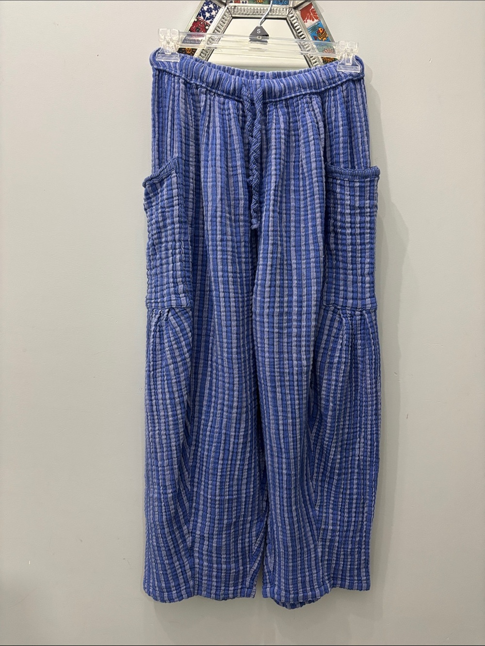 Free People Blue Striped Wide-Leg Pants